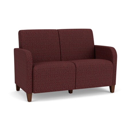 Lesro Siena Lounge Reception 2 Seat Tandem Seating No Center Arm, Walnut, RF Nebbiolo Upholstery SN2101